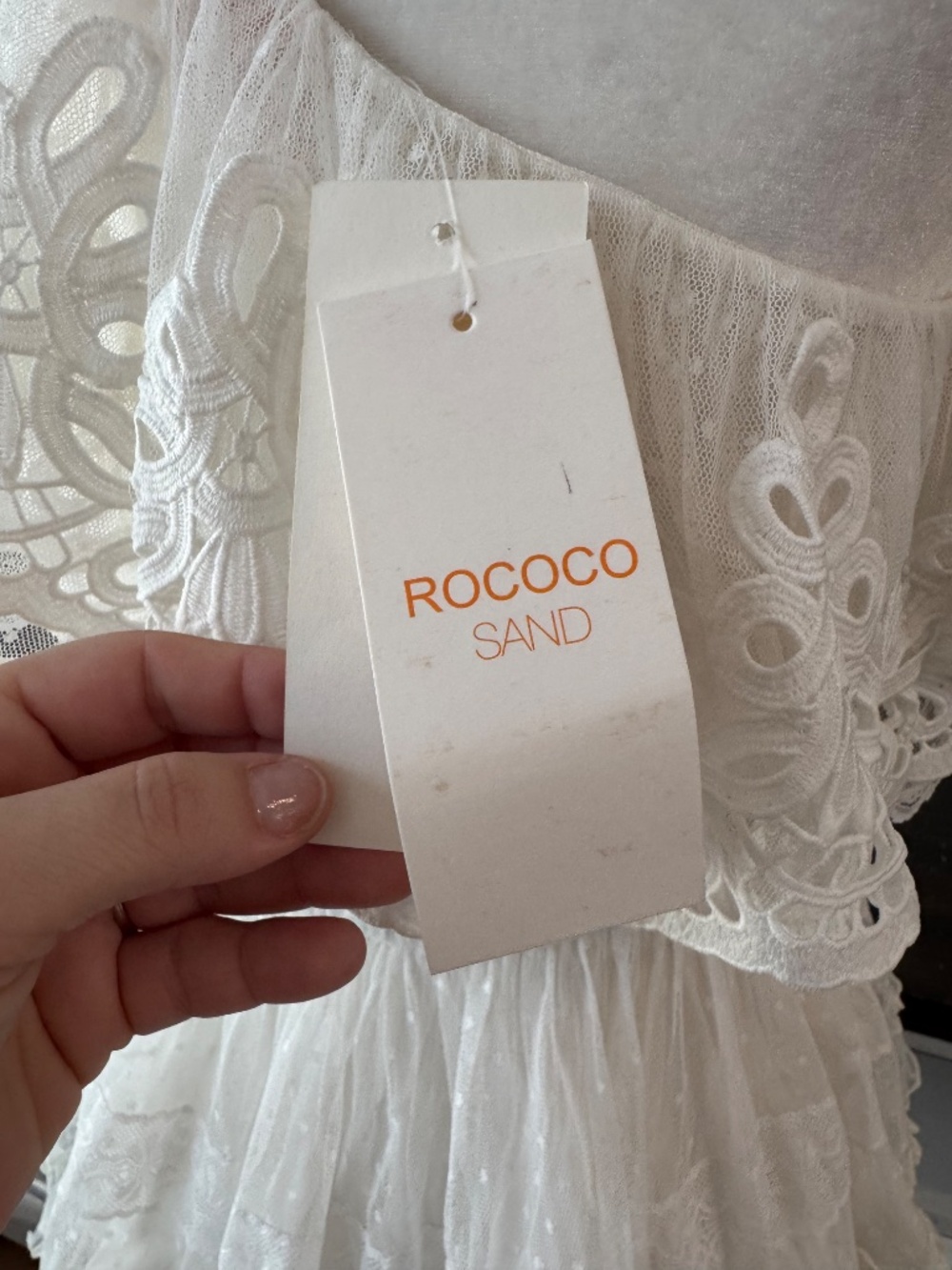 NWT Rococo Sand Ame Off White One Shoulder‎ Lace Ruffle Top Size S BB - Picture 4 of 8